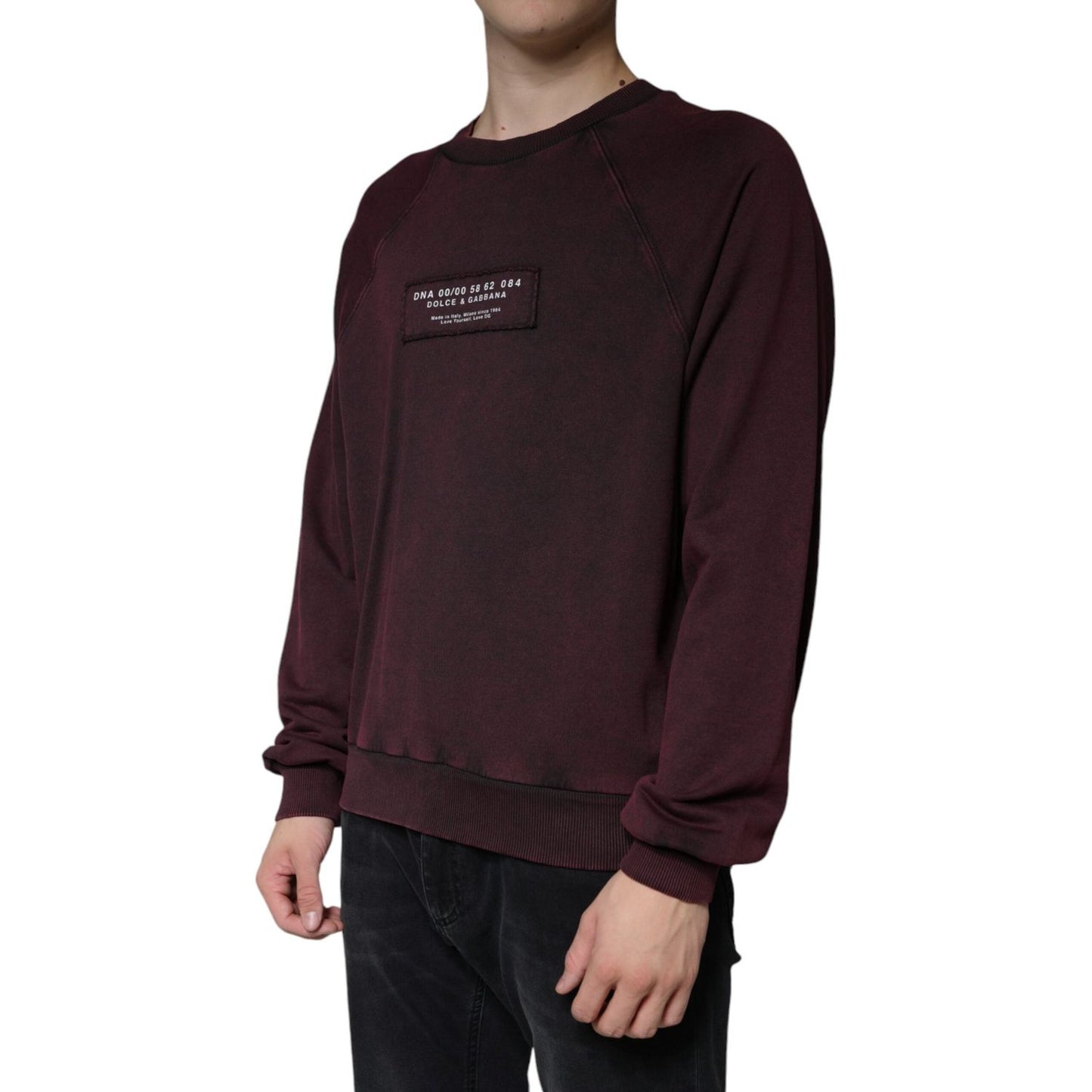 Dolce & Gabbana Maroon Logo Crew Neck Men Sweatshirt Sweater TSH7915-44