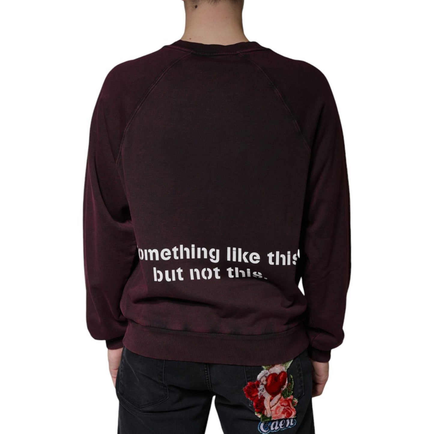 Dolce & Gabbana Maroon Logo Crew Neck Men Sweatshirt Sweater TSH7915-44