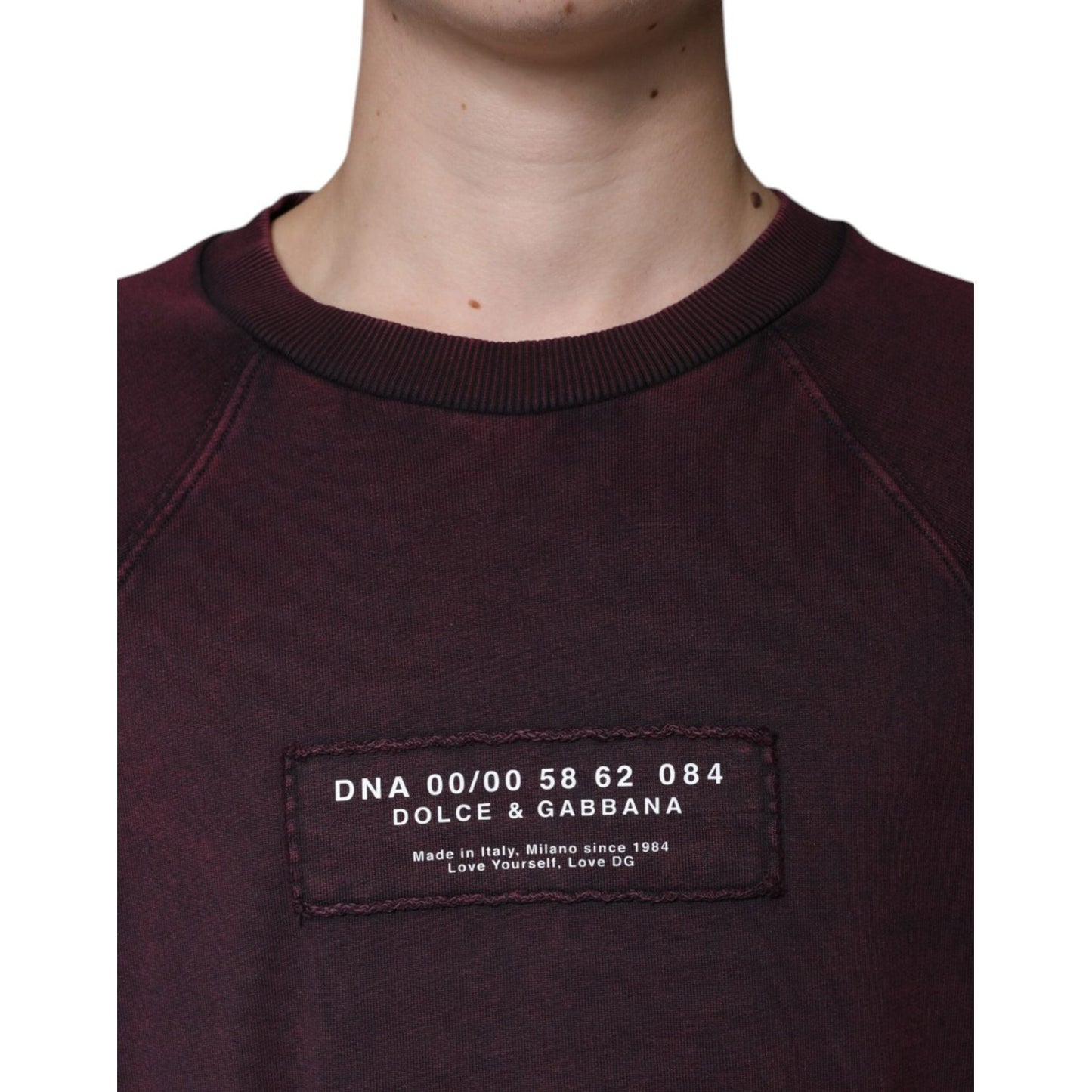 Dolce & Gabbana Maroon Logo Crew Neck Men Sweatshirt Sweater TSH7915-44