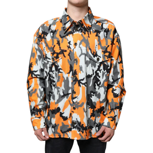 Dolce & Gabbana Multicolor Camouflage Cotton Denim Collared Jacket TSH87096-42