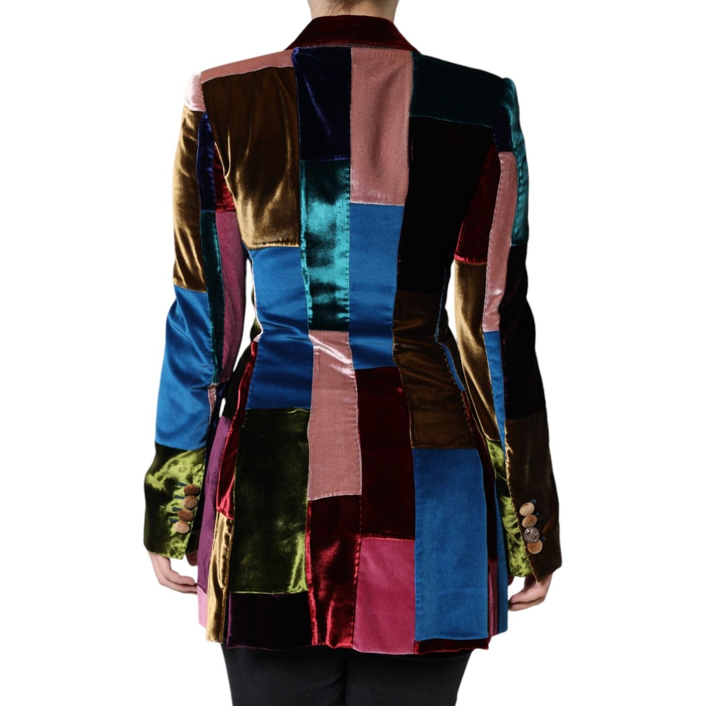 Dolce & Gabbana Multicolor Double Breasted Patchwork Blazer Jacket JKT4180-40