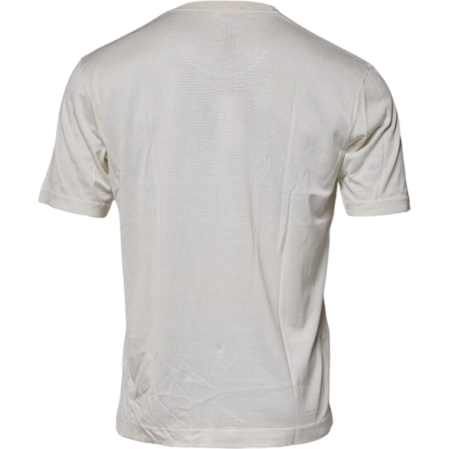 Dolce & Gabbana Off White Silk Crew Neck Short Sleeve T-shirt TSH87255-48