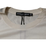 Dolce & Gabbana Off White Silk Crew Neck Short Sleeve T-shirt TSH87255-48