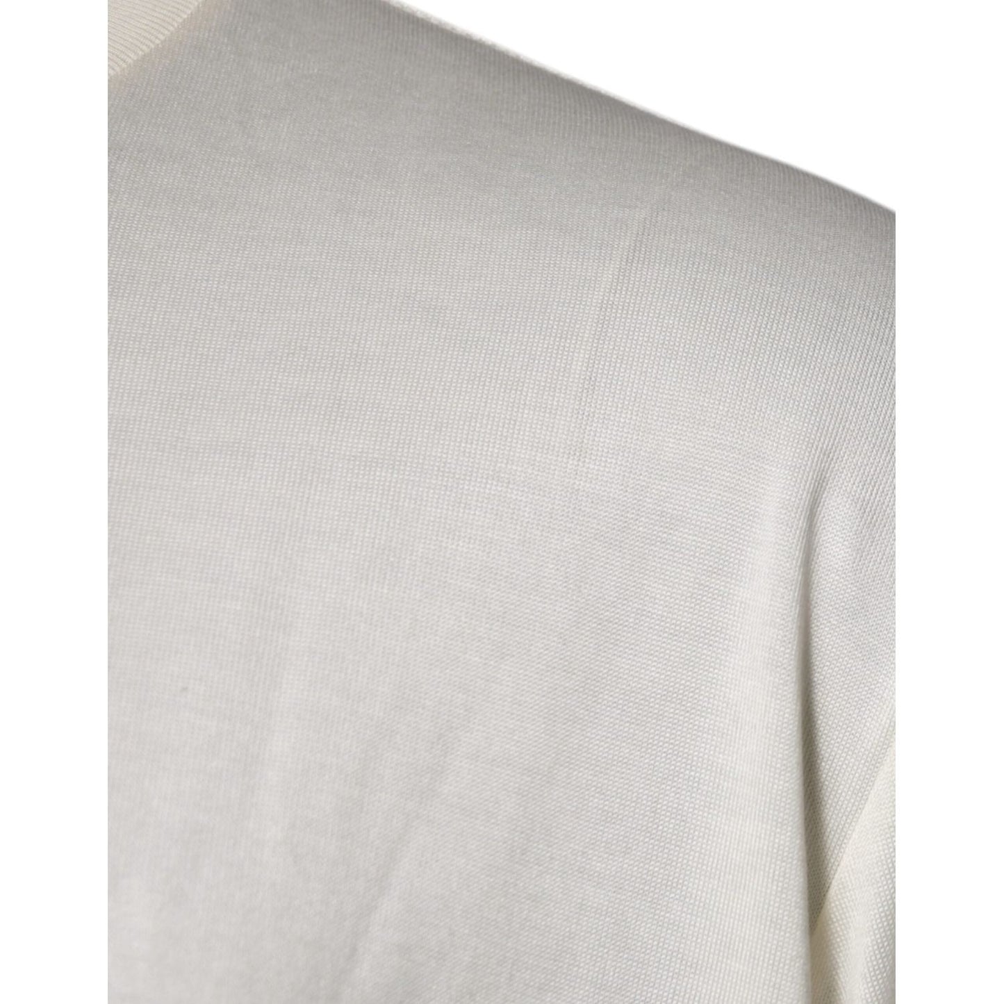 Dolce & Gabbana Off White Silk CrewNeck Short Sleeve T-shirt TSH87254-54