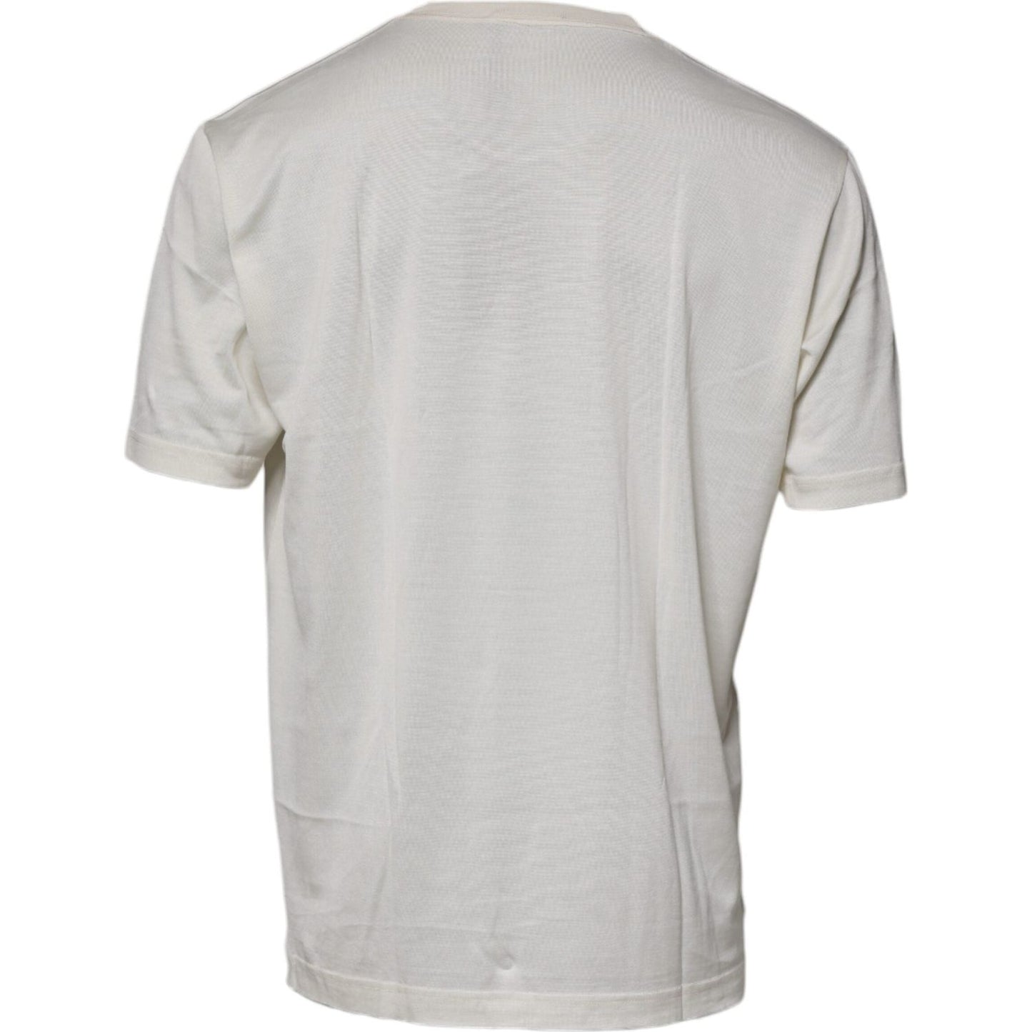 Dolce & Gabbana Off White Silk CrewNeck Short Sleeve T-shirt TSH87254-54