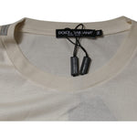Dolce & Gabbana Off White Silk CrewNeck Short Sleeve T-shirt TSH87254-54