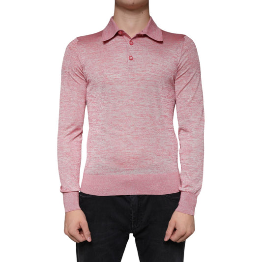 Dolce & Gabbana Pink Polyester Long Sleeve Men Polo T-shirt TSH86276-44