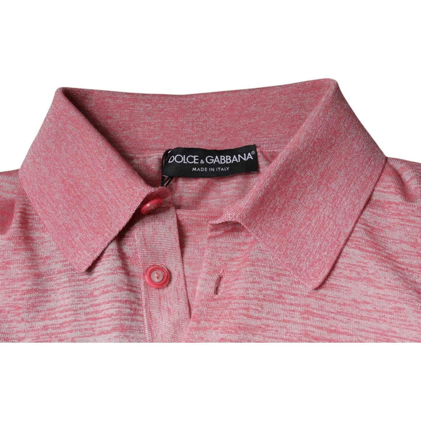 Dolce & Gabbana Pink Polyester Long Sleeve Men Polo T-shirt TSH86276-44