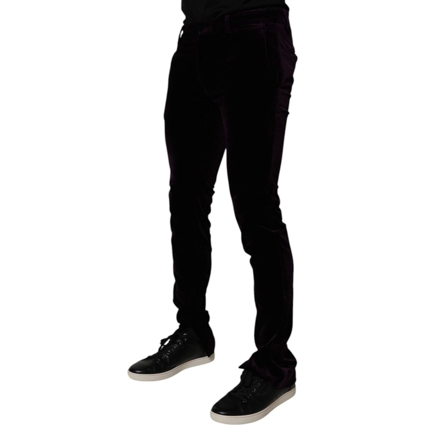 Dolce & Gabbana Violet Velvet Cotton Men Dress Formal Pants PAN75197-48