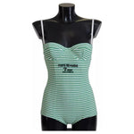 Dolce & Gabbana White Green Stripes One Piece Beachwear Swimwear BIK1671-1