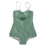 Dolce & Gabbana White Green Stripes One Piece Beachwear Swimwear BIK1671-1