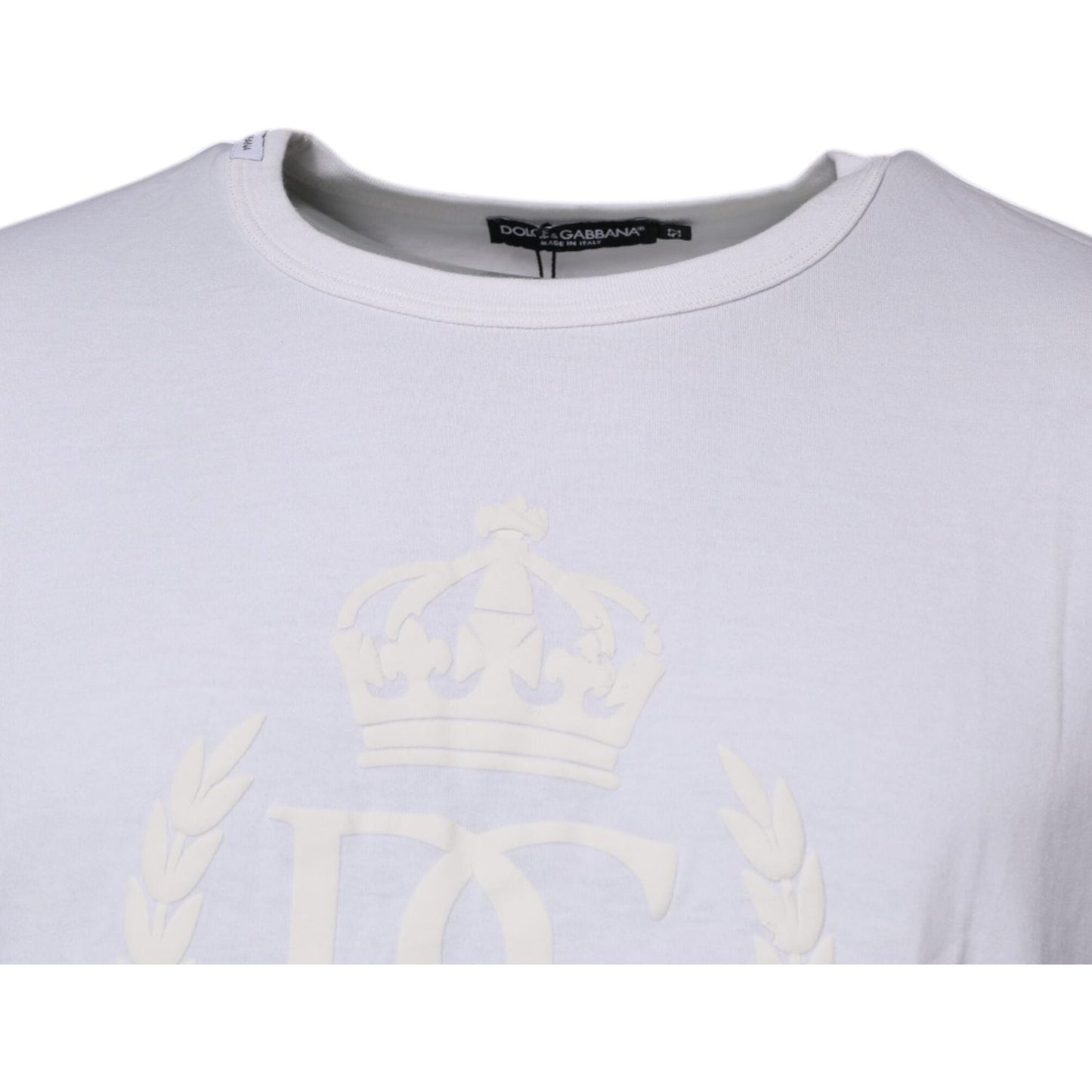 Dolce & Gabbana White Logo Embossed Cotton Crewneck T-shirt TSH28273-52