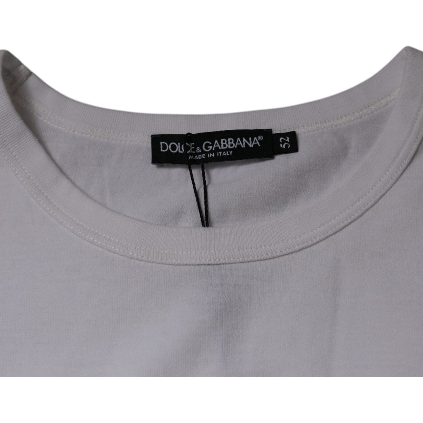 Dolce & Gabbana White Logo Embossed Cotton Crewneck T-shirt TSH28273-52