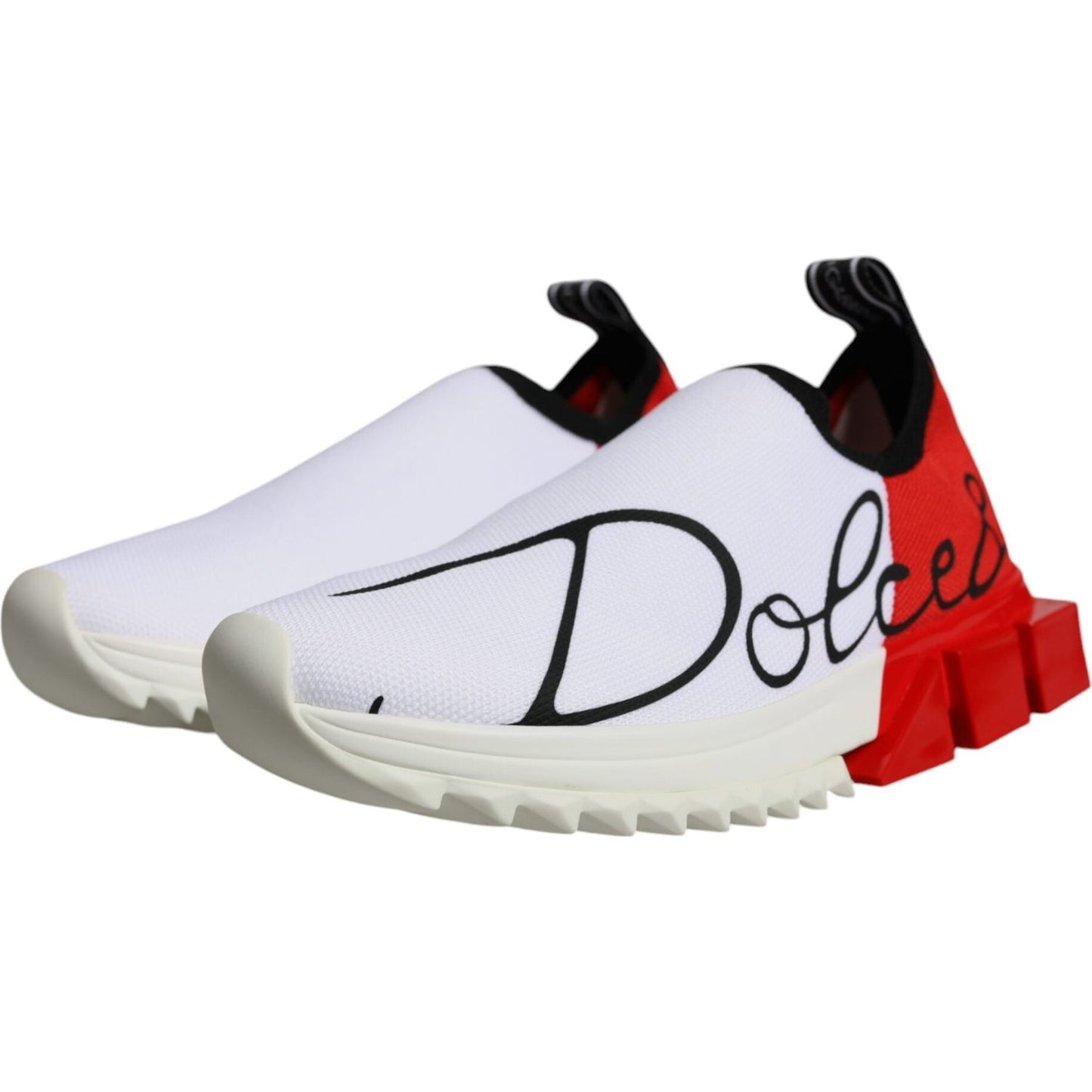 Dolce & Gabbana White Red Low Top Sorrento Men Sneakers Shoes LA11837-37