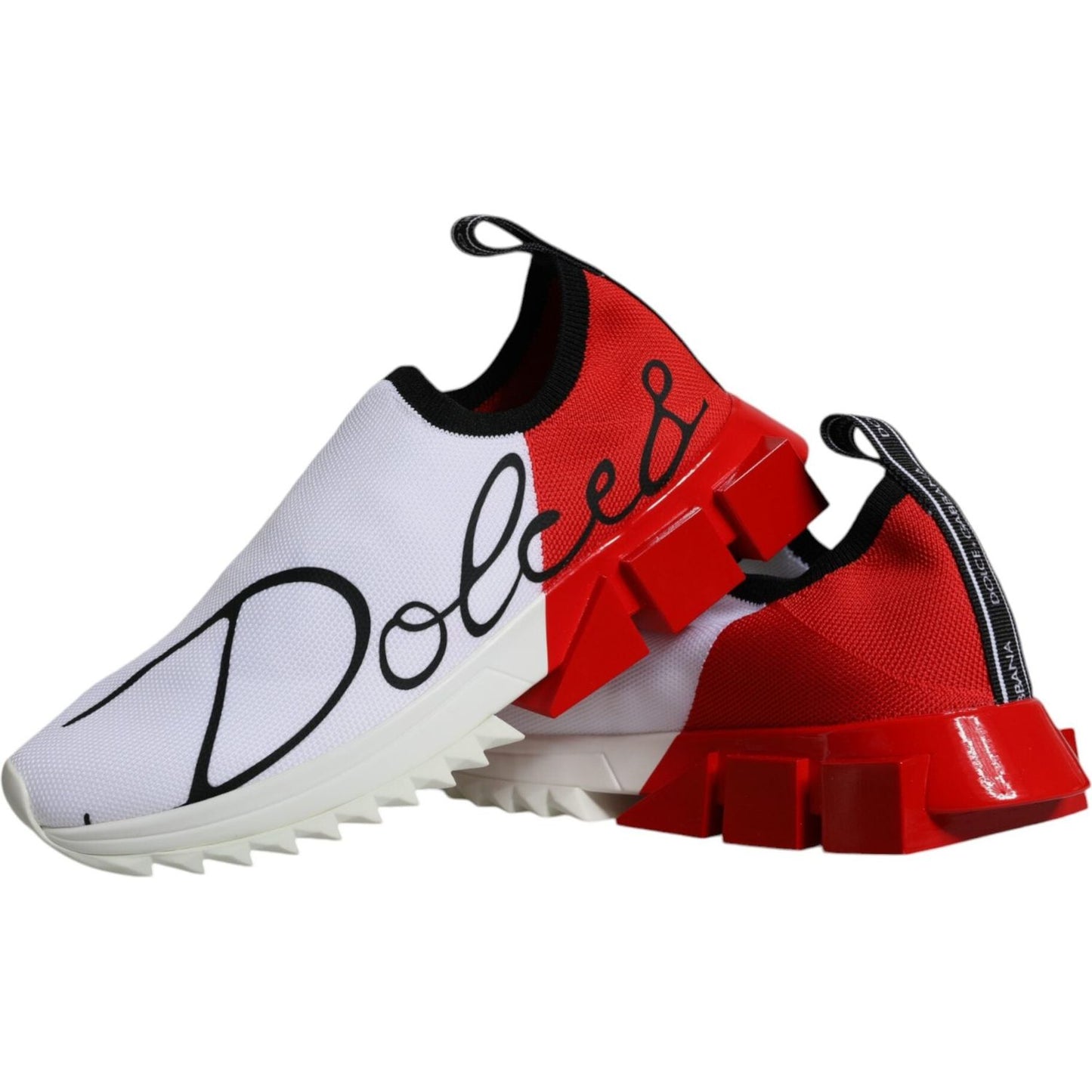 Dolce & Gabbana White Red Low Top Sorrento Men Sneakers Shoes LA11837-37