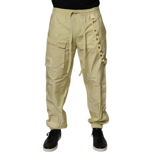 Dolce & Gabbana Yellow Nylon Cargo Chain Men Jogger Pants PAN75193-48