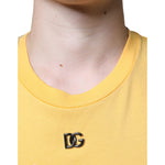 Dolce & Gabbana Yellow Secret Graden Floral Cotton Crew Neck T-shirt TSH86655-48