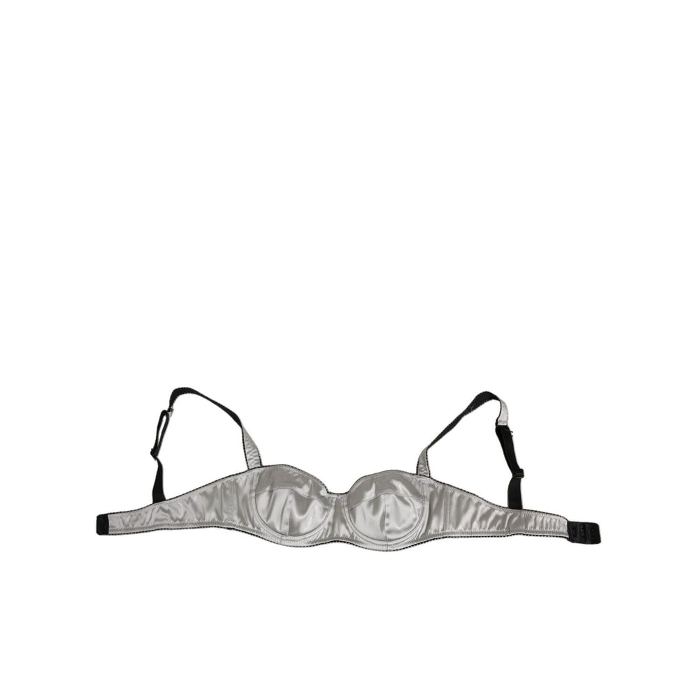 Dolce & Gabbana Gray Acetate Stretch Balconcino Bra Underwear with silk finish, underwired support, made in Italy.