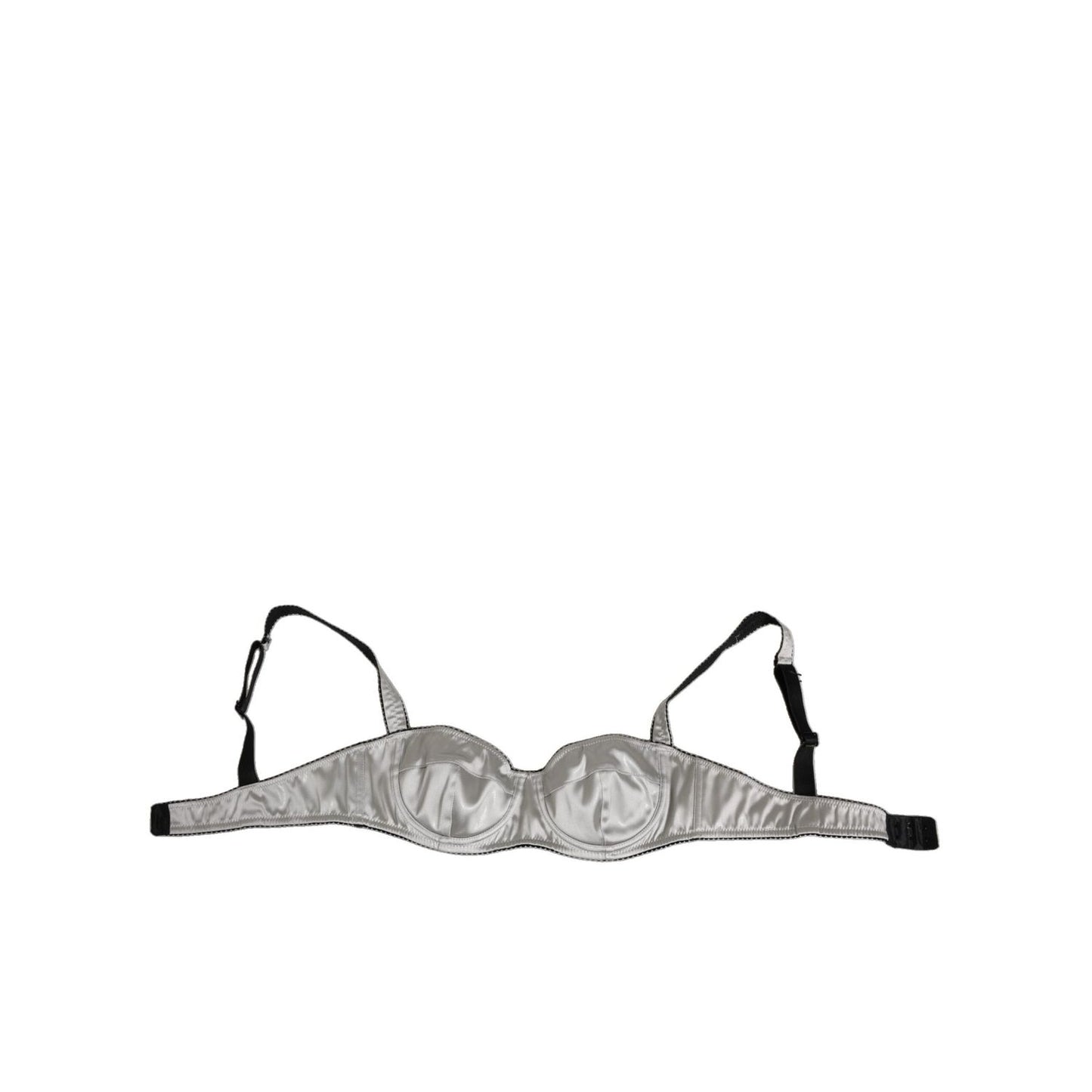 Dolce & Gabbana Gray Acetate Stretch Balconcino Bra Underwear with silk finish and structured support, front view.