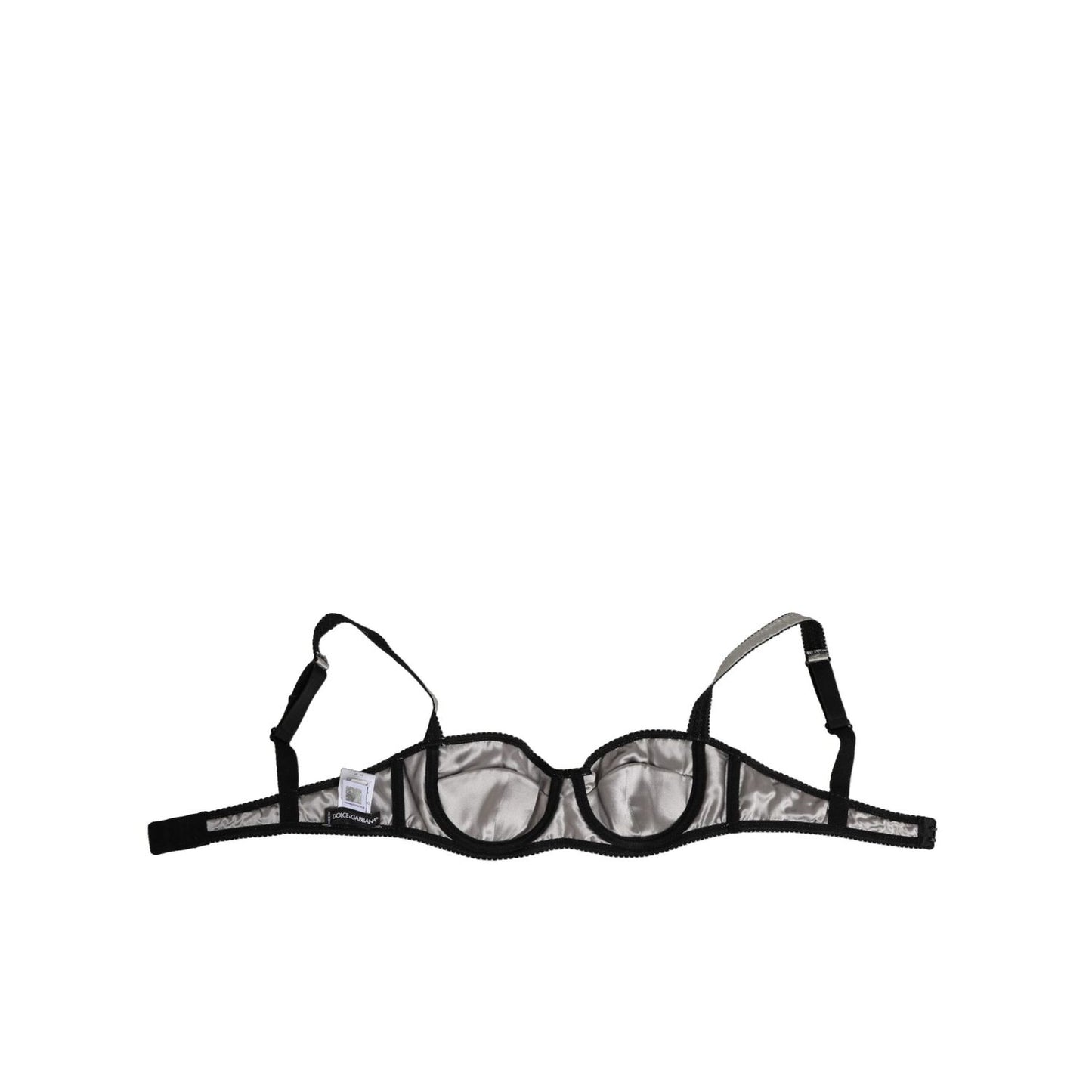 Dolce & Gabbana Gray Acetate Stretch Balconcino Bra Underwear with silk finish and underwire support, made in Italy.