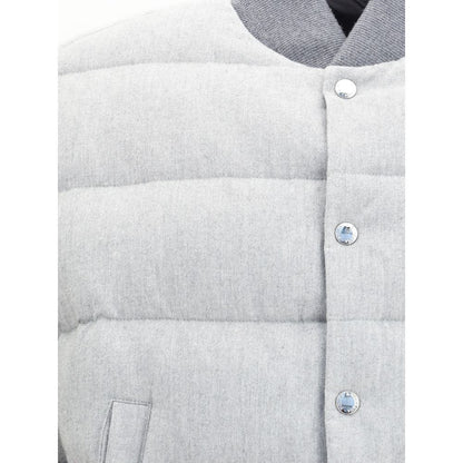 Dolce & Gabbana Gray Cotton Bomber with snap button closure and side welt pocket detail