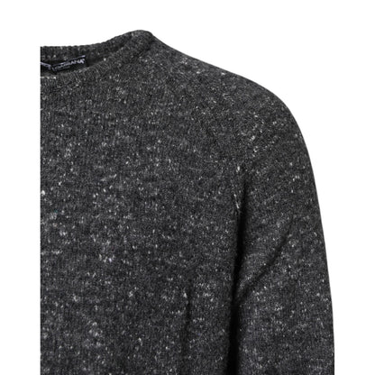 Dolce & Gabbana Gray Wool Knitted Round Neck Pullover Sweater