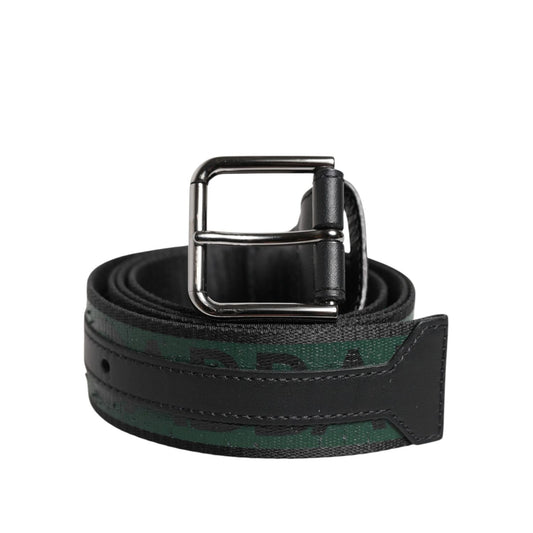 Dolce & Gabbana Green Black Polyester DG Logo Buckle Belt BEL9482-90