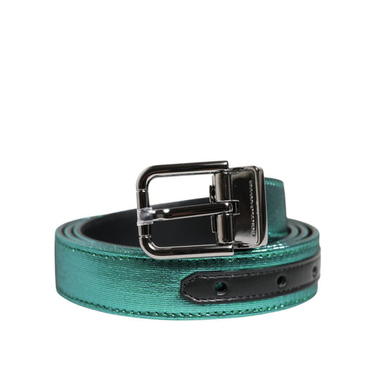 Dolce & Gabbana Green Black Polyester Metal Buckle Belt BEL9474-105