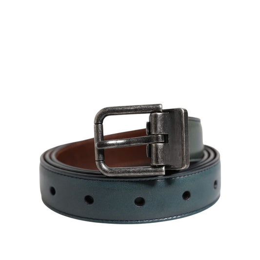 Dolce & Gabbana Green Classic Leather Metal Logo Buckle Belt BEL9452-90