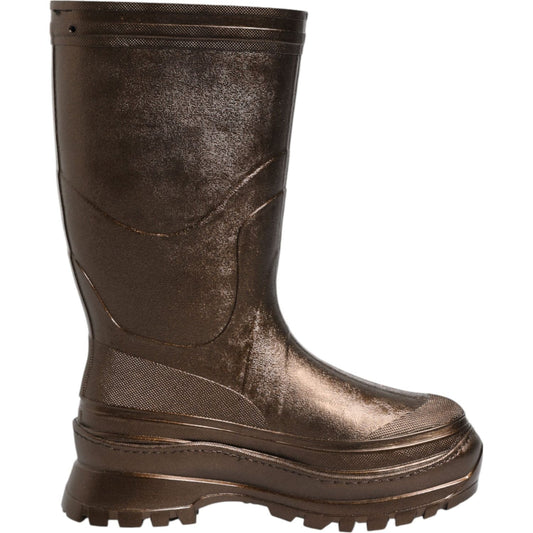 Dolce & Gabbana Metallic Bronze Pull On Rain Boots Shoes