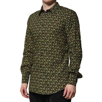 Dolce & Gabbana Multicolor Cotton Cactus GOLD Men Formal Shirt