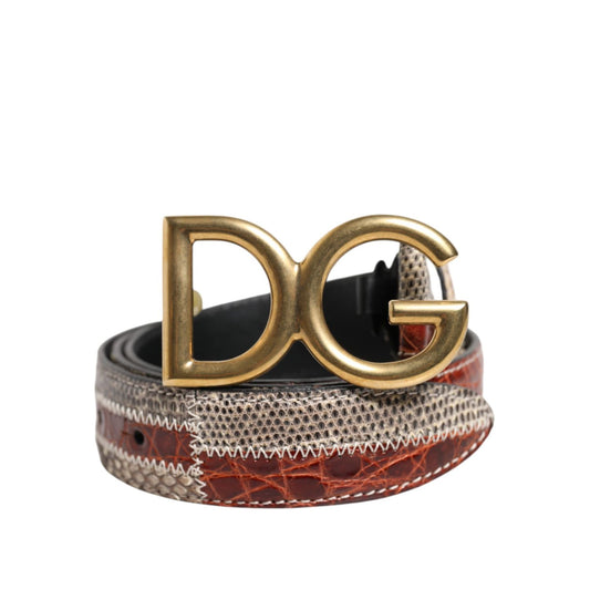 Dolce & Gabbana Multicolor Exotic Leather DG Logo Buckle Belt BEL9484-85