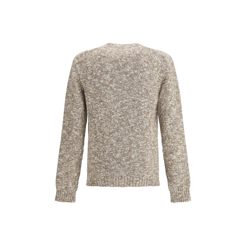 Back view of Dolce & Gabbana Multicolor Fleece Wool Sweatshirt showcasing high-quality wool and ribbed trim detailing for timeless elegance.