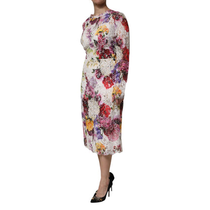 Dolce & Gabbana Multicolor Floral Long Sleeve A-line Dress