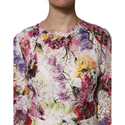 Dolce & Gabbana Multicolor Floral Long Sleeve A-line Dress