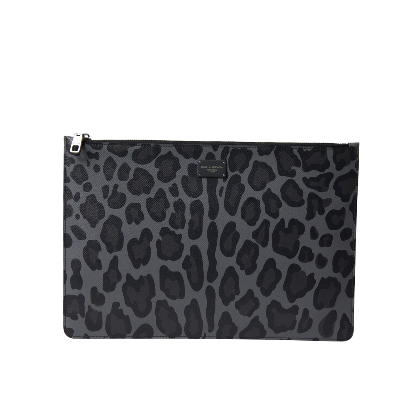 Dolce & Gabbana Multicolor Leopard Jacquard Logo Plaque Document Briefcase Bag