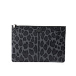 Dolce & Gabbana Multicolor Leopard Jacquard Logo Plaque Document Briefcase Bag
