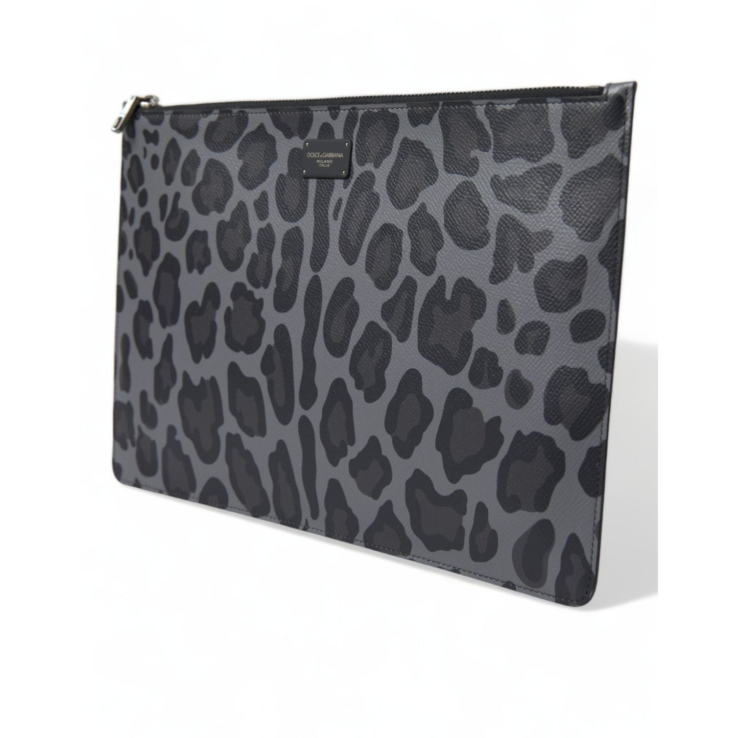 Dolce & Gabbana Multicolor Leopard Jacquard Logo Plaque Document Briefcase Bag for stylish document storage.