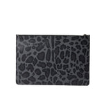 Dolce & Gabbana Multicolor Leopard Jacquard Logo Plaque Document Briefcase Bag front view showing animal print design.