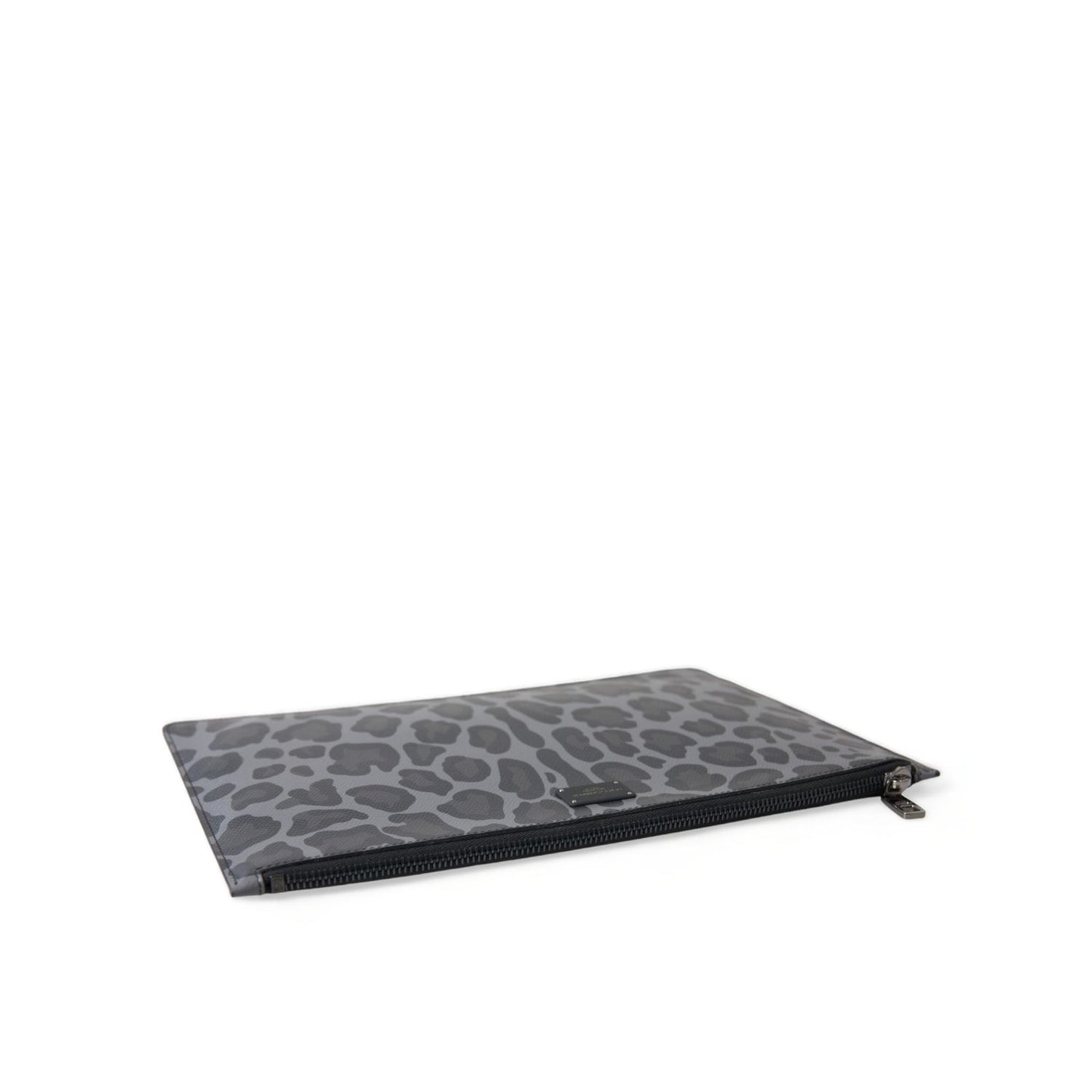 Dolce & Gabbana Multicolor Leopard Jacquard Logo Plaque Document Briefcase Bag displayed in sleek design with jacquard pattern.