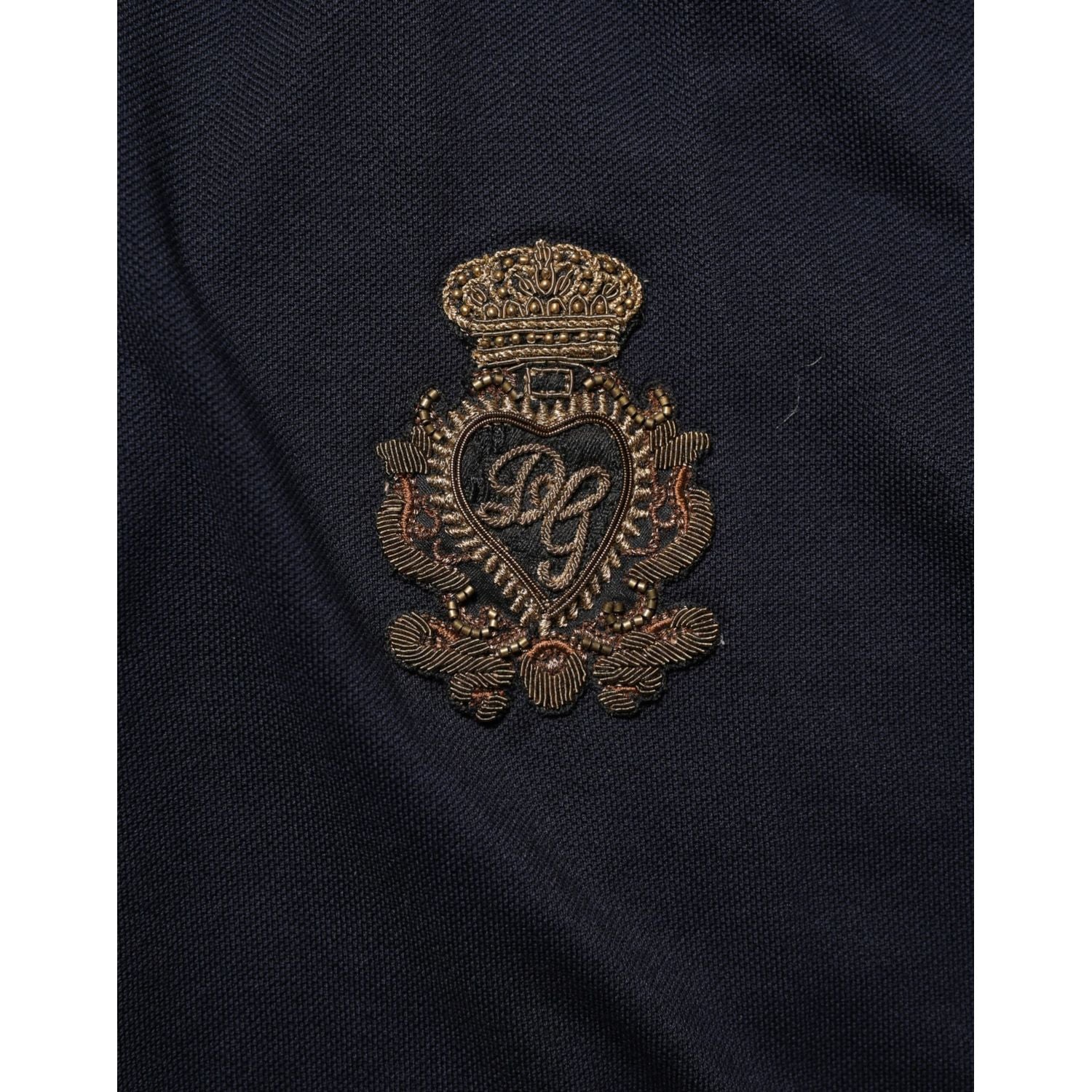 Dolce & Gabbana Navy Blue Cotton Crown Crest Logo Men T-Shirt