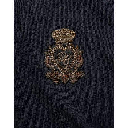 Dolce & Gabbana Navy Blue Cotton Crown Crest Logo Men T-Shirt