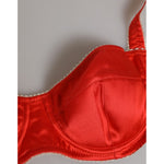 Dolce & Gabbana Red Silk Satin Underwire Bra Semi-Pad Underwear with luxurious design, features elegant stitching and bold red color.