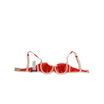 Dolce & Gabbana Red Silk Satin Underwire Bra Semi-Pad Underwear, luxury lingerie with logo details and hook closure, made in Italy.