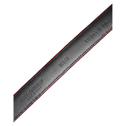 Dolce & Gabbana Red Velvet Black Metal Buckle Logo Belt