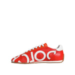 Dolce & Gabbana Red White Leather Logo Casual Sneakers Shoes with rubber sole and lace-up closure, multicolor design, made in Italy.