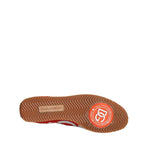 Sole of Dolce & Gabbana Red White Leather Logo Casual Sneakers Shoes with logo details, showing craftsmanship.