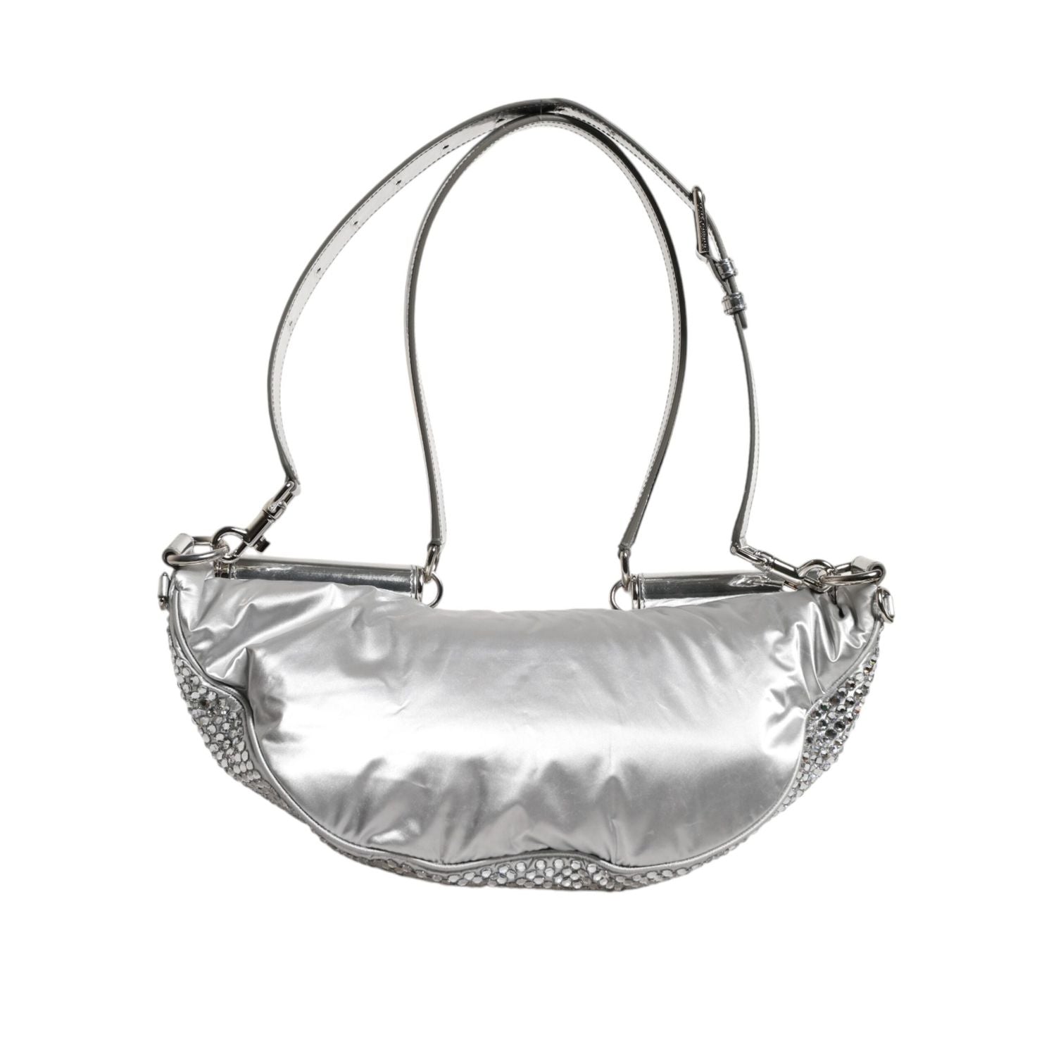 Dolce & Gabbana Silver Crystal-Embellished Belt Strap Bag