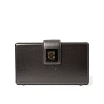 Dolce & Gabbana Steel Gray Leather Box Shape Shoulder Gold DG Logo Plaque Bag, front view