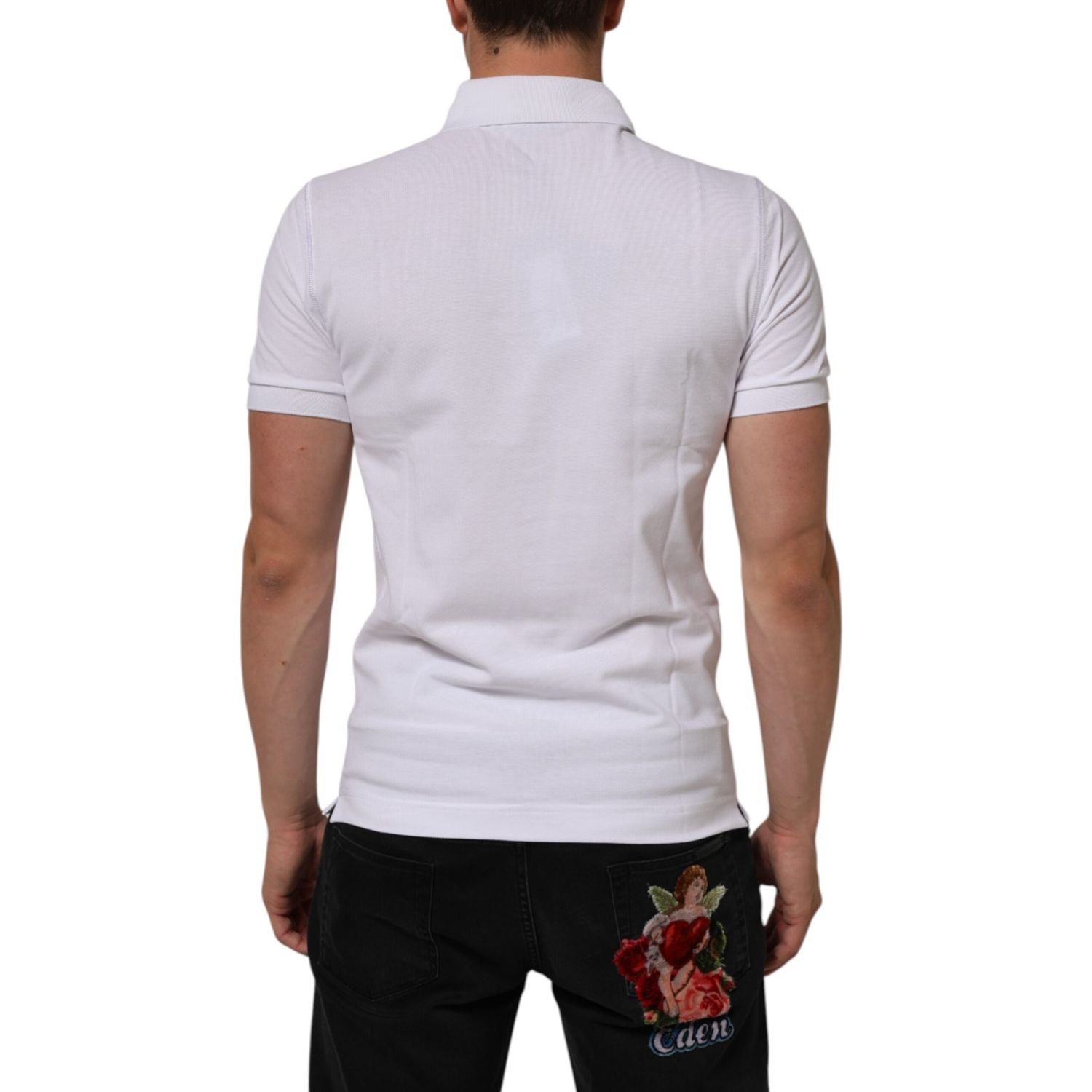 Dolce & Gabbana White Collared Short Sleeves Polo Men T-shirt